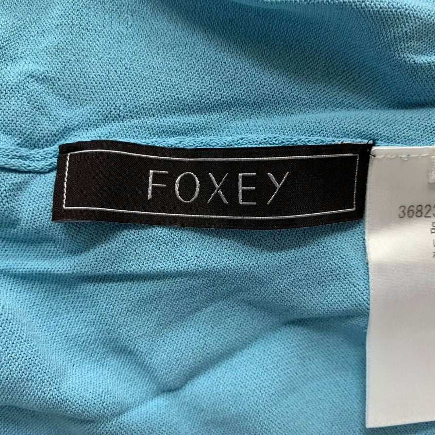 美品◆フォクシー 長袖カーディガン アッパースタンダード 36823 レーヨン ブルー系 レディース サイズ38 FOXEY 【AFB36】