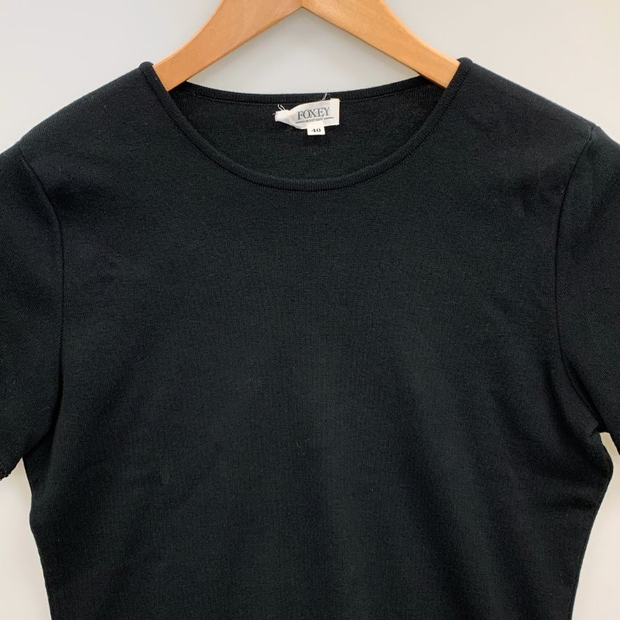 中古■フォクシー 綿100%カットソー ブラック サイズ40 FOXEY 【AFB4】
