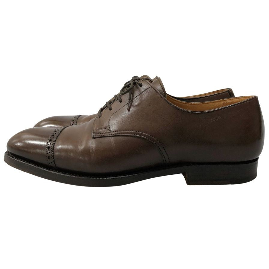 クロケット&ジョーンズ レザーシューズ ブランスウィック パンチドキャップトゥ カーフ サイズ8E ブラウン Crockett&Jones BRUNSWICK 約26.5cm【AFC28】