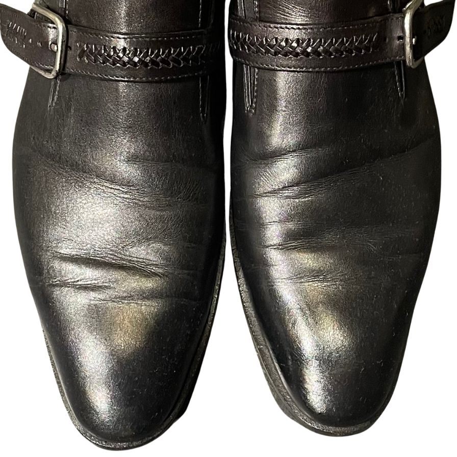 タニノクリスチー レザーシューズ シングルモンク サイドエラ メンズ 6.5 黒 TANINO CRISCI 約25.0cm【LA】【中古】