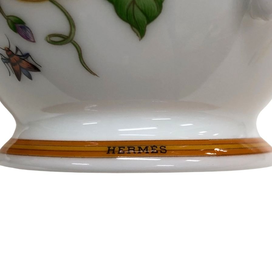 エルメス シエスタ ミルクポット 花柄 ホワイト HERMES【AFI28】【中古】