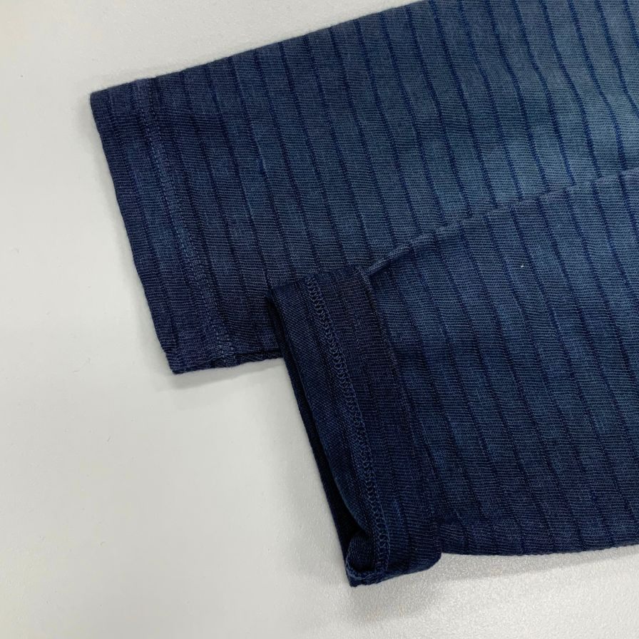 美品◆ロベルトコリーナ 長袖Tシャツ ボーダー グラデーション コットン 丸首 ブルー メンズ サイズ48 roberto collina 【AFB5】