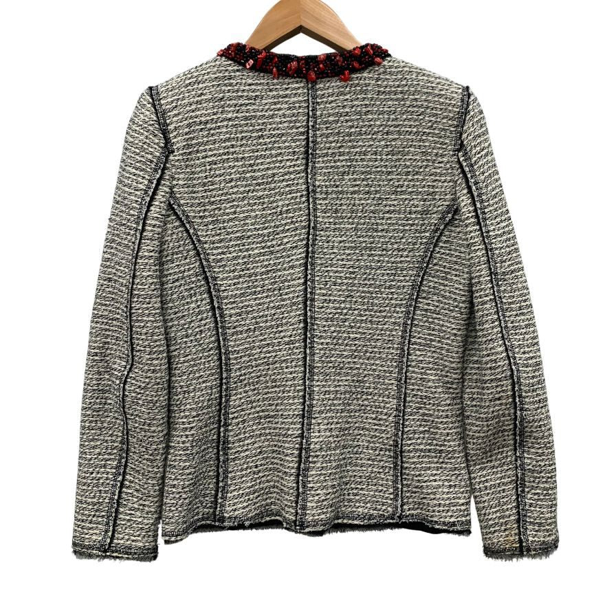 中古◆ザラ ウーマン ノーカラージャケット ツイード レディース サイズL ZARA WOMAN 【AFB40】