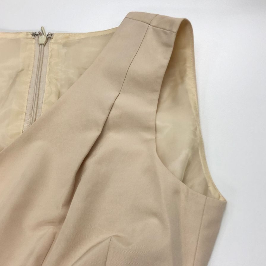 中古◆ルネ ノースリーブ フレアドレス ワンピース ウエストリボン 5226120 レディース サイズ 34 ベージュ Rene 【AFB43】