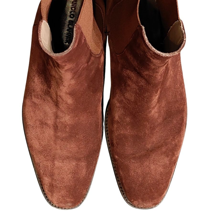 マノロブラニク レザーシューズ サイドゴアブーツ スエード ブラウン メンズ サイズUK9 MANOLO BLAHNIK ブーツ 約27.5cm【LA】【中古】