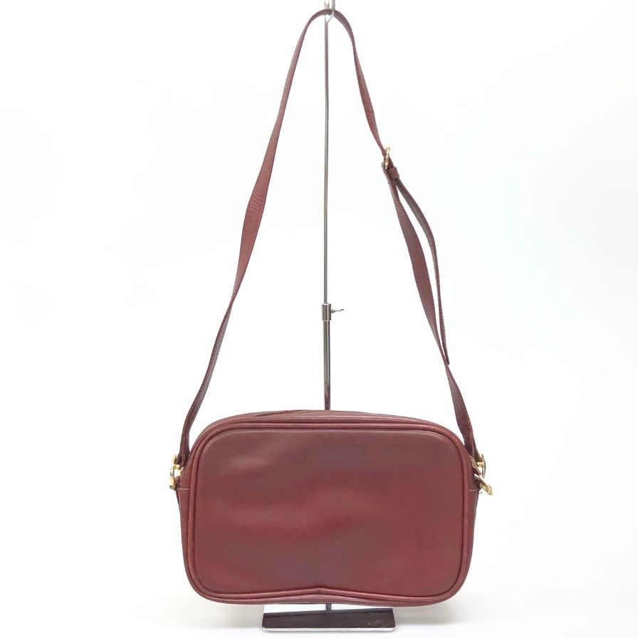 カルティエ マストライン レザーショルダーバッグ ボルドー CARTIER【AFE10】