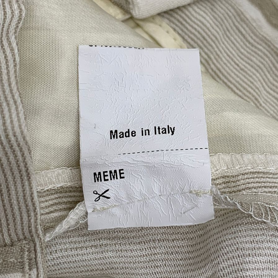 ミームバイジャブス レディース ワイドパンツ ストライプ 麻混 イタリア製 サイズ40 ベージュ meme by giab's 【AFB44】