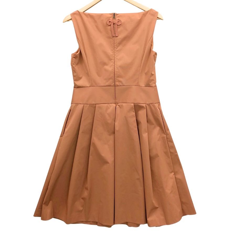 美品◆フォクシー ニューヨーク ワンピース 28717 ノースリーブ ストレッチ オレンジ レディース サイズ42 FOXEY NEW YORK 【AFB41】