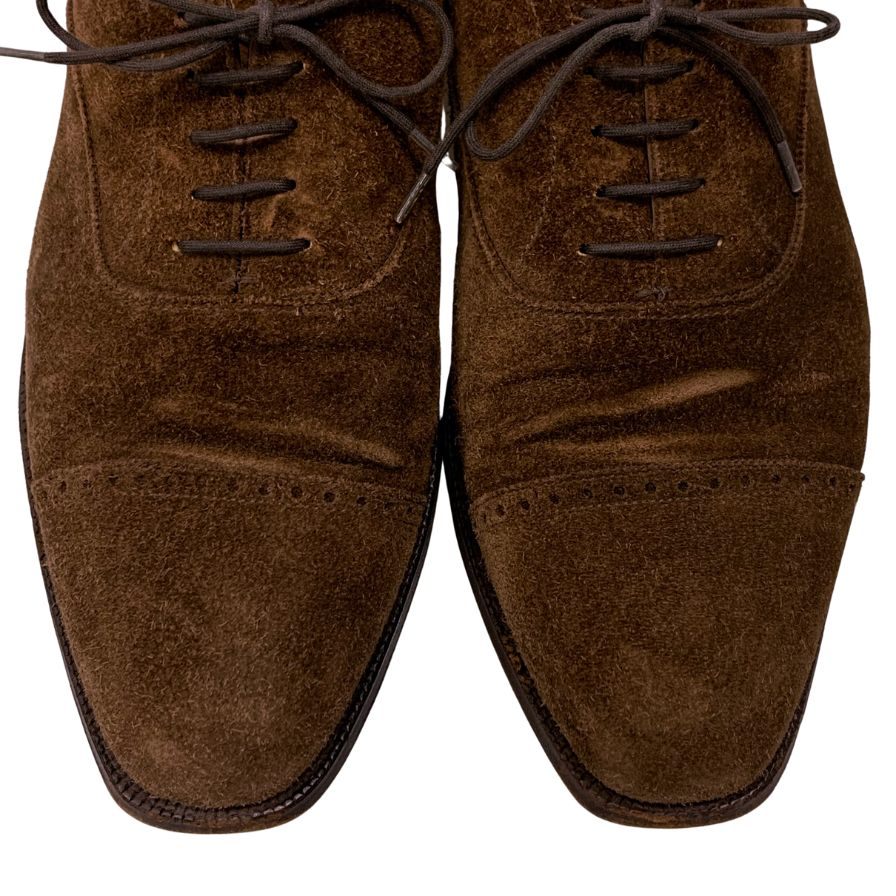 クロケット&ジョーンズ レザーシューズ パンチドキャップ フェアフォード スエード メンズ ブラウン サイズ9 CROCKETT&JONES FAIRFORD 約27.5cm【AFD7】