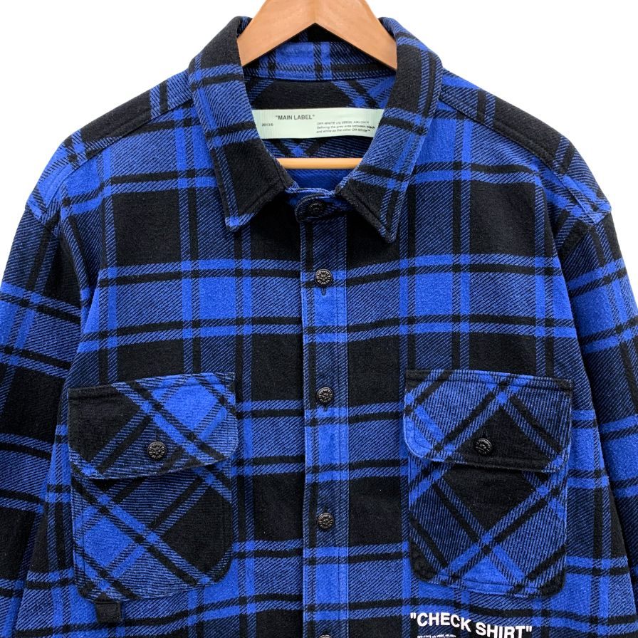 中古◆オフホワイト チェックフランネルシャツ 18AW OMGA060E18A27010 メンズ サイズXL ブルー OFFWHITE 【AFB15】
