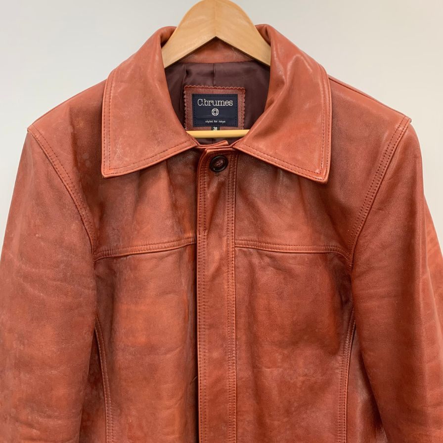中古◆シーブリュームス ジャケット レザー 牛革 メンズ ボルドー サイズ38 C.brumes 【AFG1】