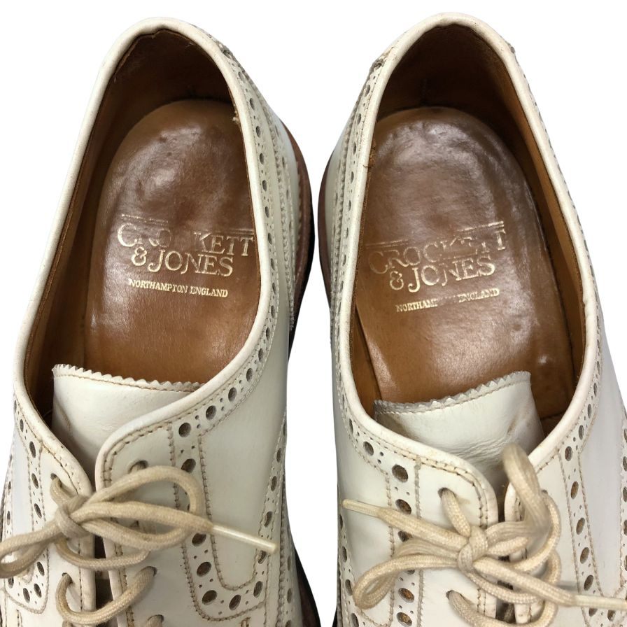 クロケット&ジョーンズ ゴルフシューズ バークデール メンズ サイズ6ハーフ ホワイト ウィングチップ Crockett&Jones 約25.0cm【AFC1】