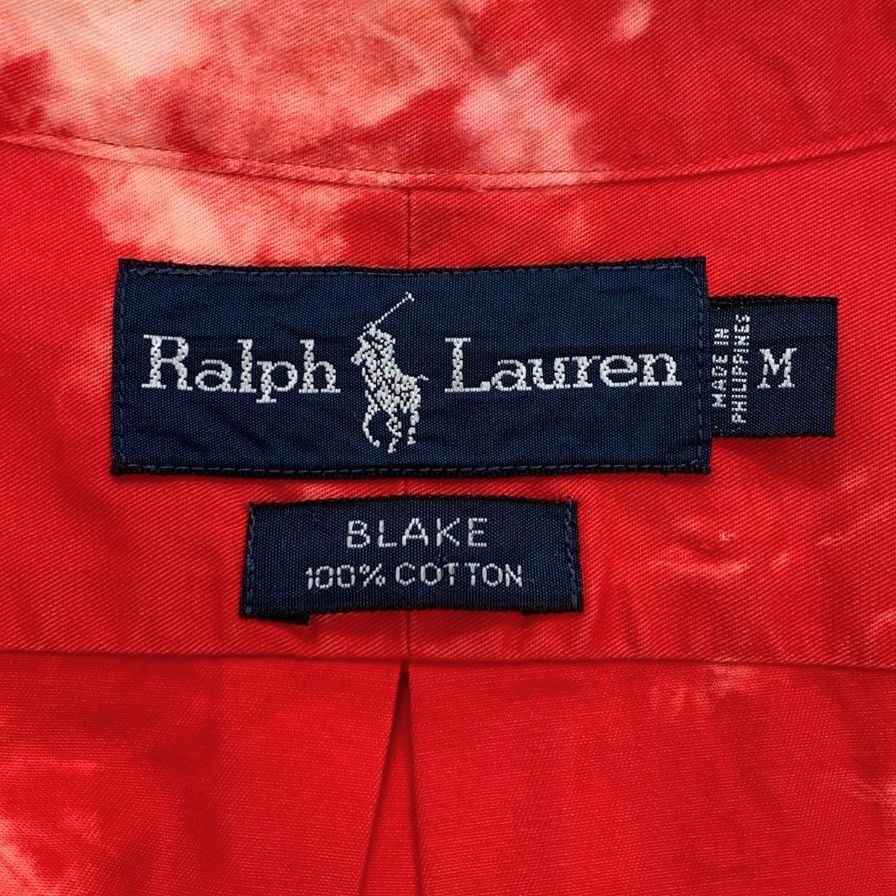 美品◆ラルフローレン 長袖シャツ ボタンダウン 総柄 レッド系 メンズ サイズM Ralph Lauren 【AFB20】