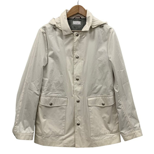 美品◆ブルネロクチネリ フーデッドコート ホワイト コットン メンズ サイズ46 BRUNELLO CUCINELLI 【AFB34】【同梱不可】