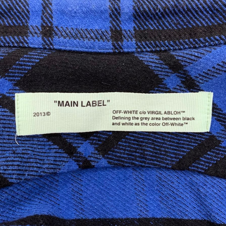 中古◆オフホワイト チェックフランネルシャツ 18AW OMGA060E18A27010 メンズ サイズXL ブルー OFFWHITE 【AFB15】
