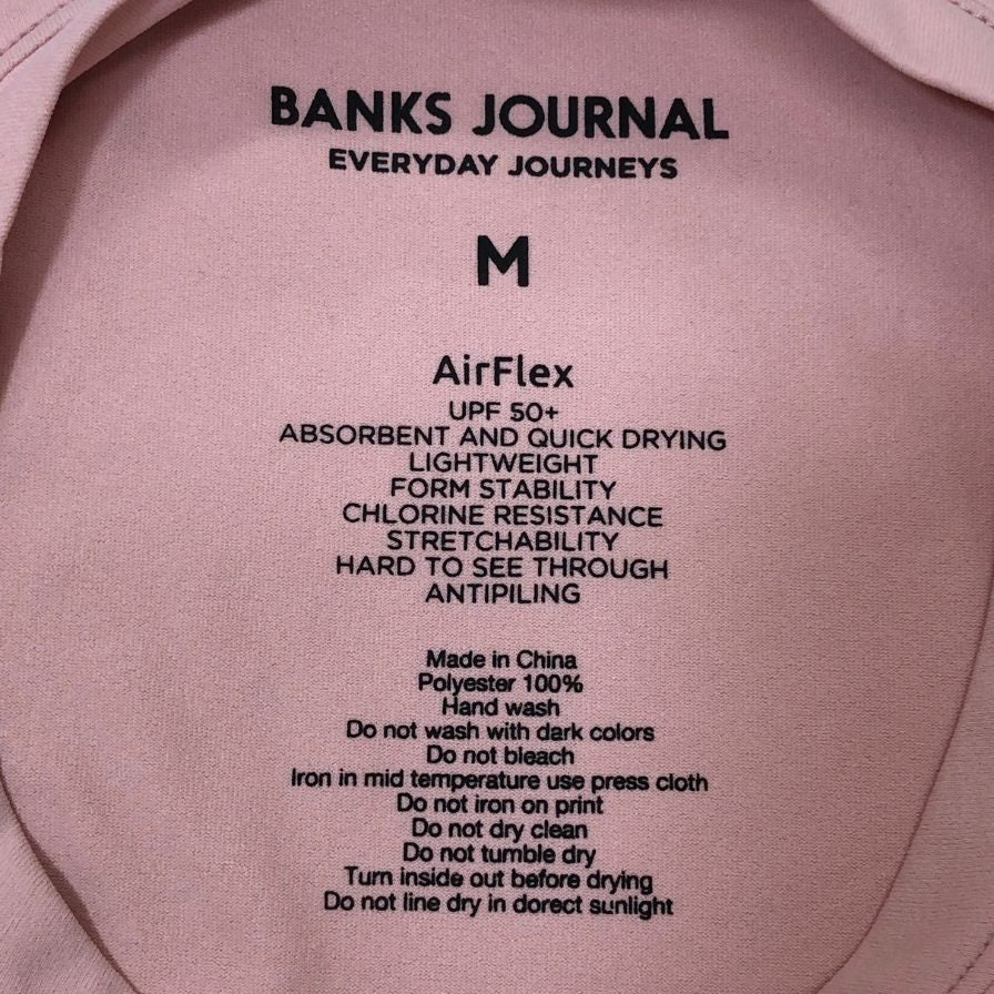美品◆バンクスジャーナル Tシャツ ビッグロゴ ピンク メンズ サイズM BANKS JOURNAL 【AFB7】