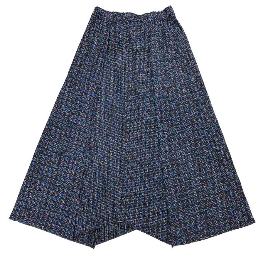 プリーツプリーズ イッセイミヤケ スカート 総柄 ブルー系 レディース サイズ3 PP43-JG894 PLEATS PLEASE ISSEY MIYAKE【AFB34】