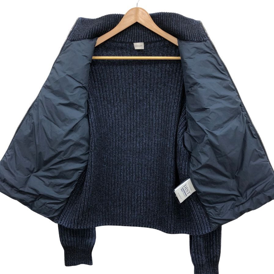 中古◆モンクレール ダウンジャケット cardigan tricot 2023 ニット切替 メンズ ブルー サイズM MONCLER 【AFB5】