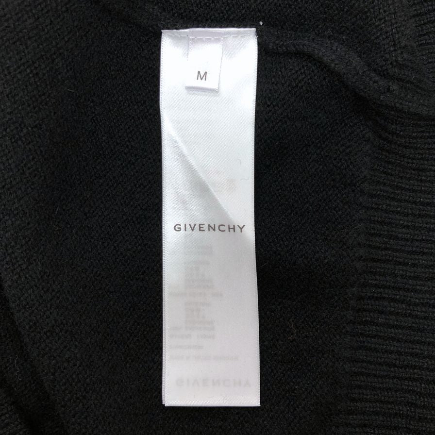 極美品◆ジバンシー ラウンドネックニット セーター ネックチェーン レディース カシミア サイズM ブラック BW90CM4Z9K GIVENCHY 【AFB5】