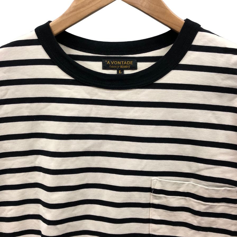 アボンタージ ビームスF別注 Tシャツ ボーダー ポケット ブラック メンズ サイズL A VONTADE BEAMS F【LA】