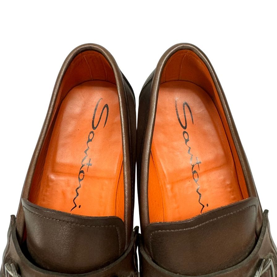 サントーニ レザーシューズ ビット ローファー メンズ サイズ6.5 ブラウン Santoni 約25.0cm【AFC3】