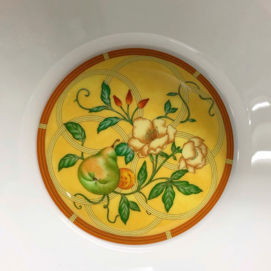 エルメス シエスタ ボウル 花柄 ホワイト 約25㎝ HERMES【AFI28】【中古】