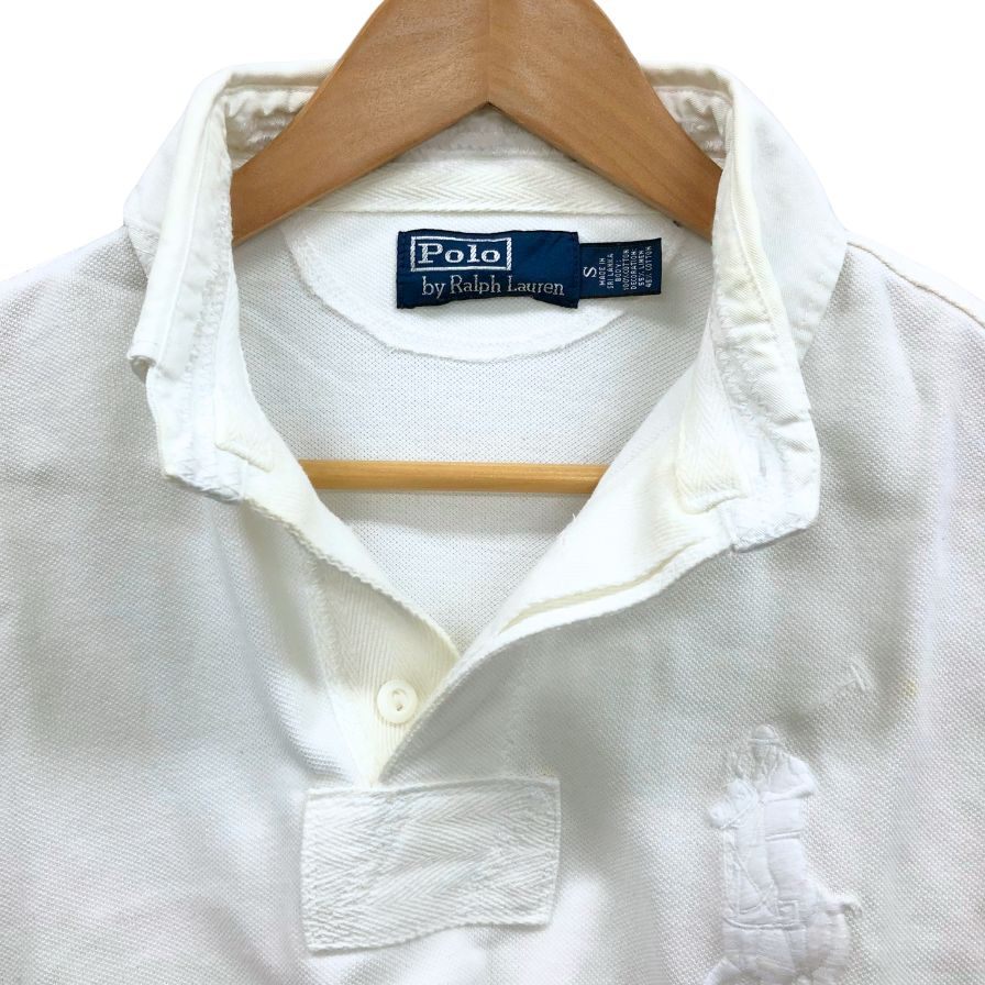 中古◆ポロ バイ ラルフローレン ビッグポニー 鹿の子 ポロシャツ レディース サイズS ホワイト POLO by Ralph Lauren 【AFB17】