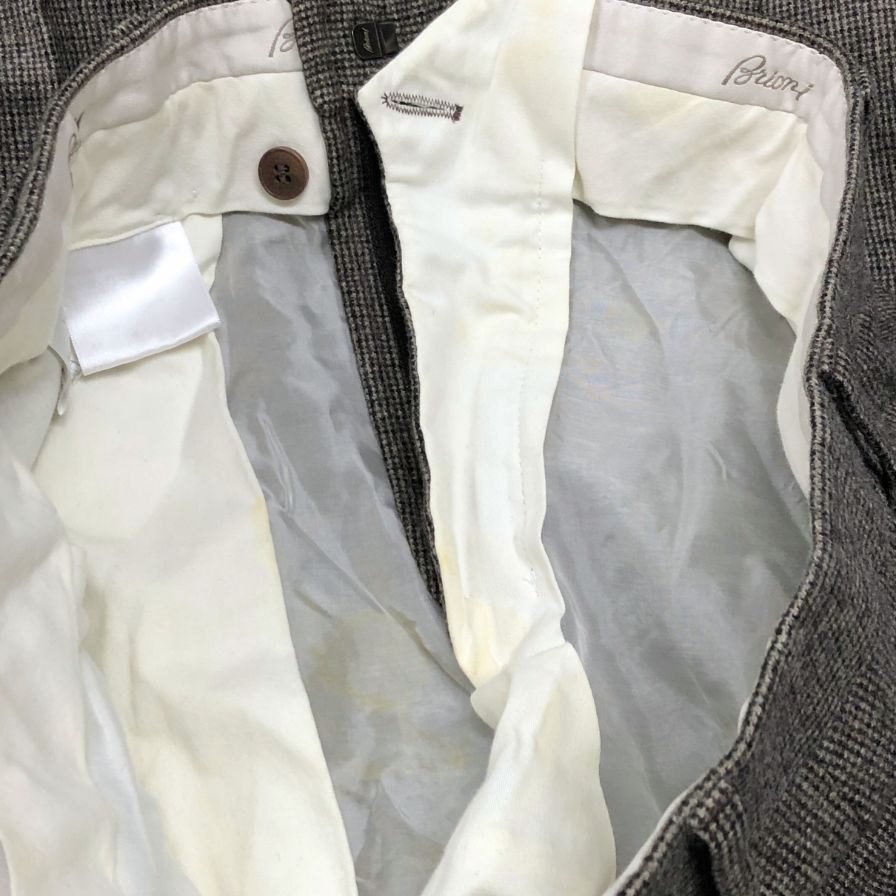 ブリオーニ スラックス チェック メンズ ウール ポリウレタン サイズ48 ブラウン系 Brioni【】