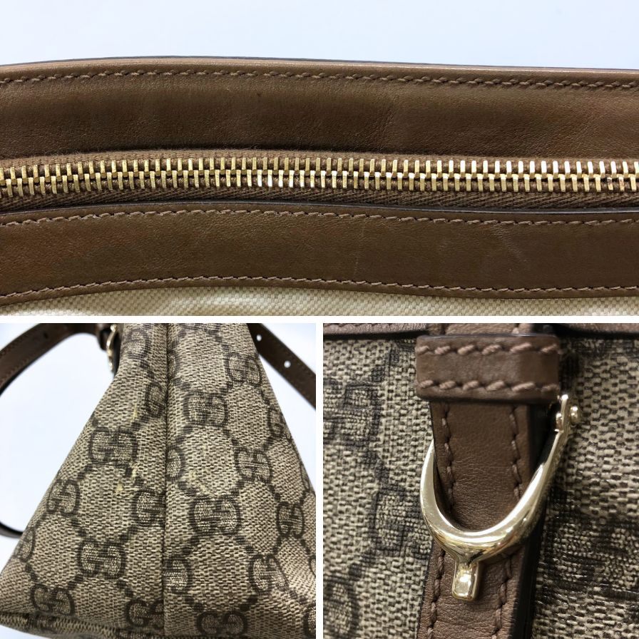 グッチ GGスプリーム PVC×レザー トートバッグ レディース ベージュ 336776 GUCCI【AFE12】