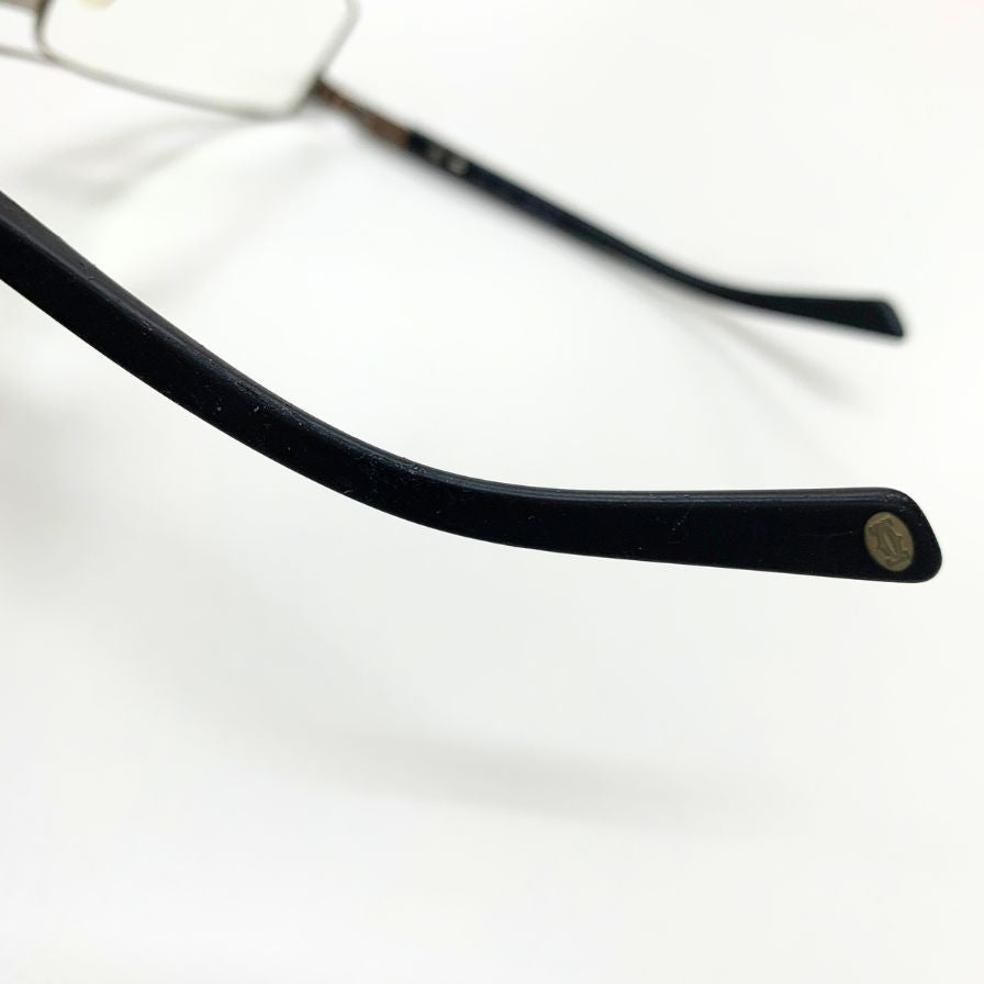 カルティエ メガネ スチール スクエアフレーム 59□18 度付き ユニセックス シルバー×ブラック Cartier【AFI4】