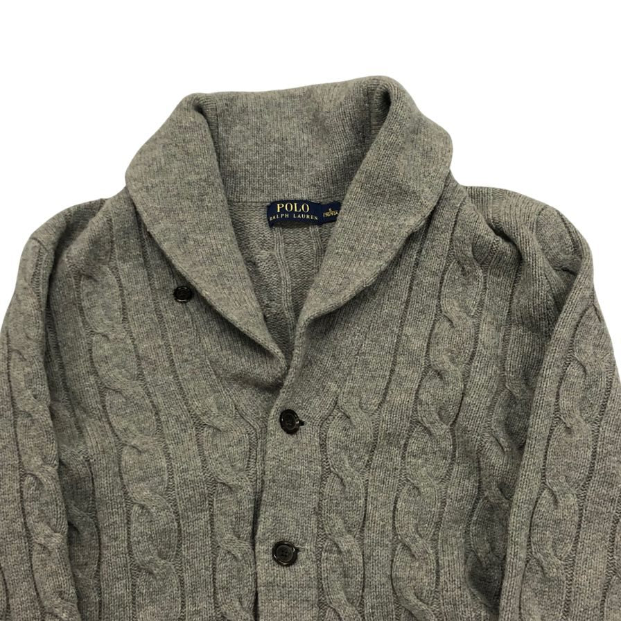 中古◆ポロ ラルフ ローレン ケーブルカーディガン 170 92A 186455CSC グレー メンズ サイズS POLO RALPH LAUREN 【AFB14】