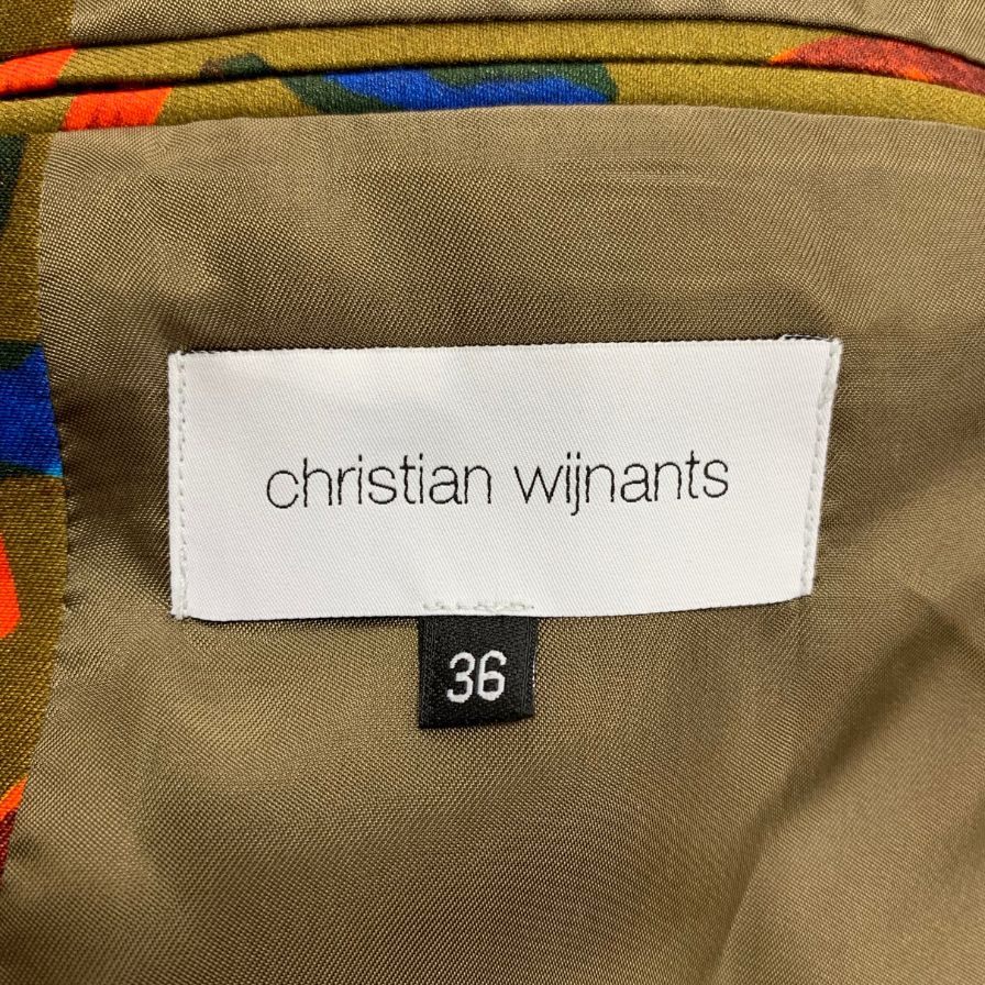 美品◆クリスチャンワイナンツ テーラードジャケット ダブル 総柄 レディース サイズ36 christian wijnants 【AFB51】