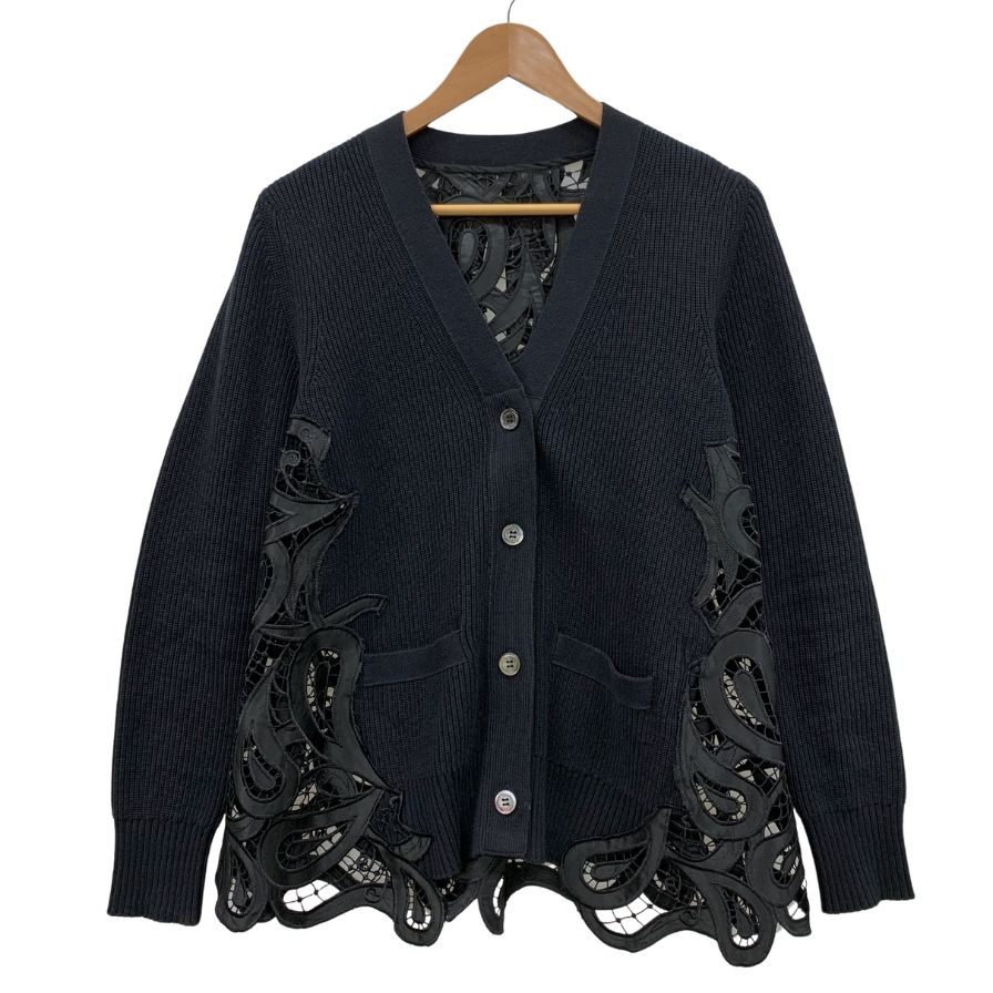 中古◆サカイ カーディガン レース切り替え ネイビー レディース サイズ不明 Sacai 【AFB49】