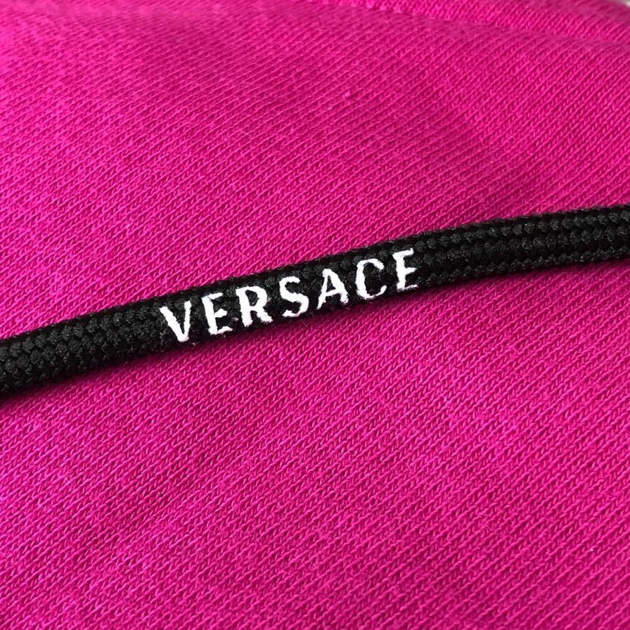 美品◆ヴェルサーチ パーカー スマイルプリント クロップド丈 ピンク レディース サイズ38 VERSACE 【AFB14】
