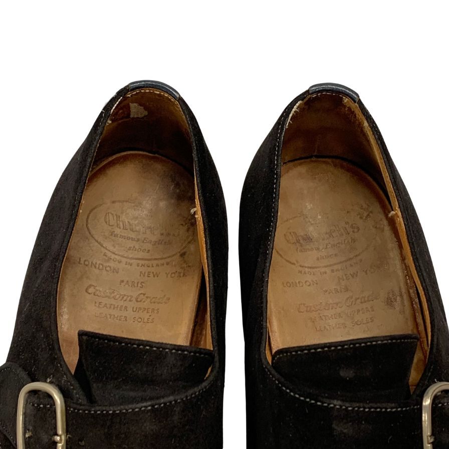 中古◆チャーチ レザーシューズ 3都市 シングルモンク スエード ブラック サイズ7.5F メンズ Church’s【AFC41】