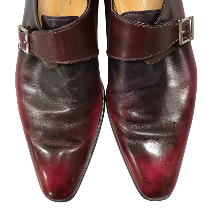 フランチェスコ ベニーニョ レザーシューズ 3467 シングルモンク サイズ6 レッド メンズ Francesco Benigno 約24.5cm【AFC32】