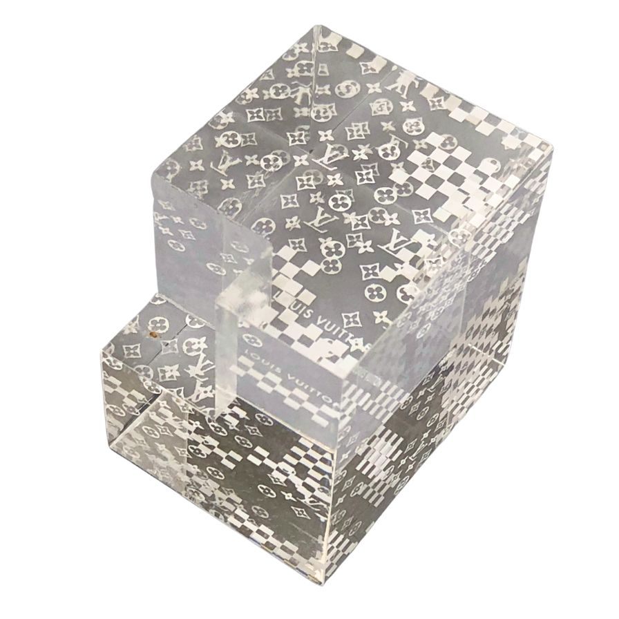 ルイヴィトン 限定ノベルティ クリア ペーパーウェイト 3D モノグラム LOUIS VUITTON【AFI27】【中古】