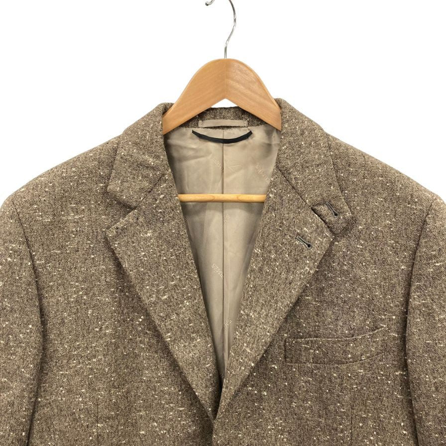 美品◆エルメス ツイードジャケット G9176 ウール カシミア ポリエステル ブラウン系 サイズ50 メンズ HERMES 【AFB36】