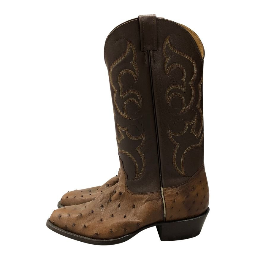 ノコナ ブーツ ウエスタンブーツ オーストリッチ レザーコンビ メンズ サイズ8D ブラウン系 NOCONA BOOTS 約27.0cm【AFC29】