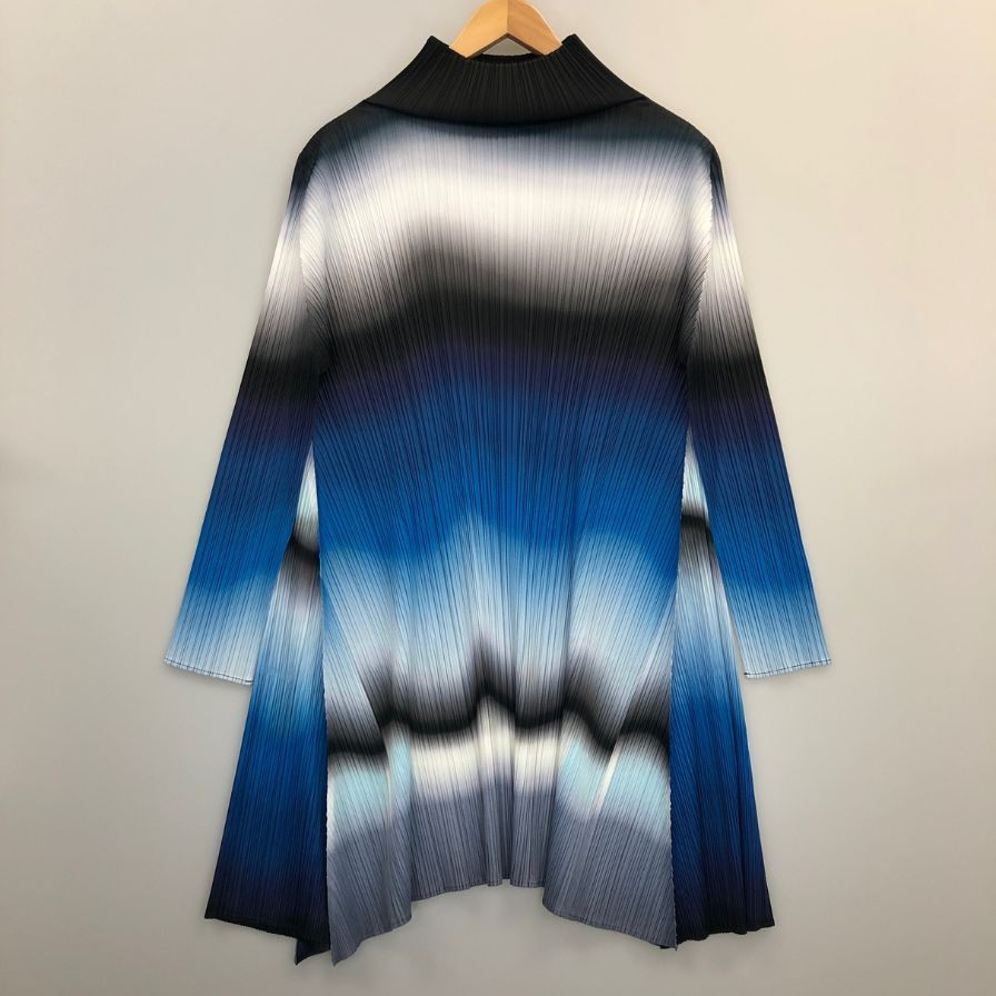 極美品◆プリーツプリーズ ロングスリーブ ミドルネック ワンピース グラデーション サイズ3 レディース PP23-JT736 PLEATS PLEASE ISSEY MIYAKE 【AFB35】