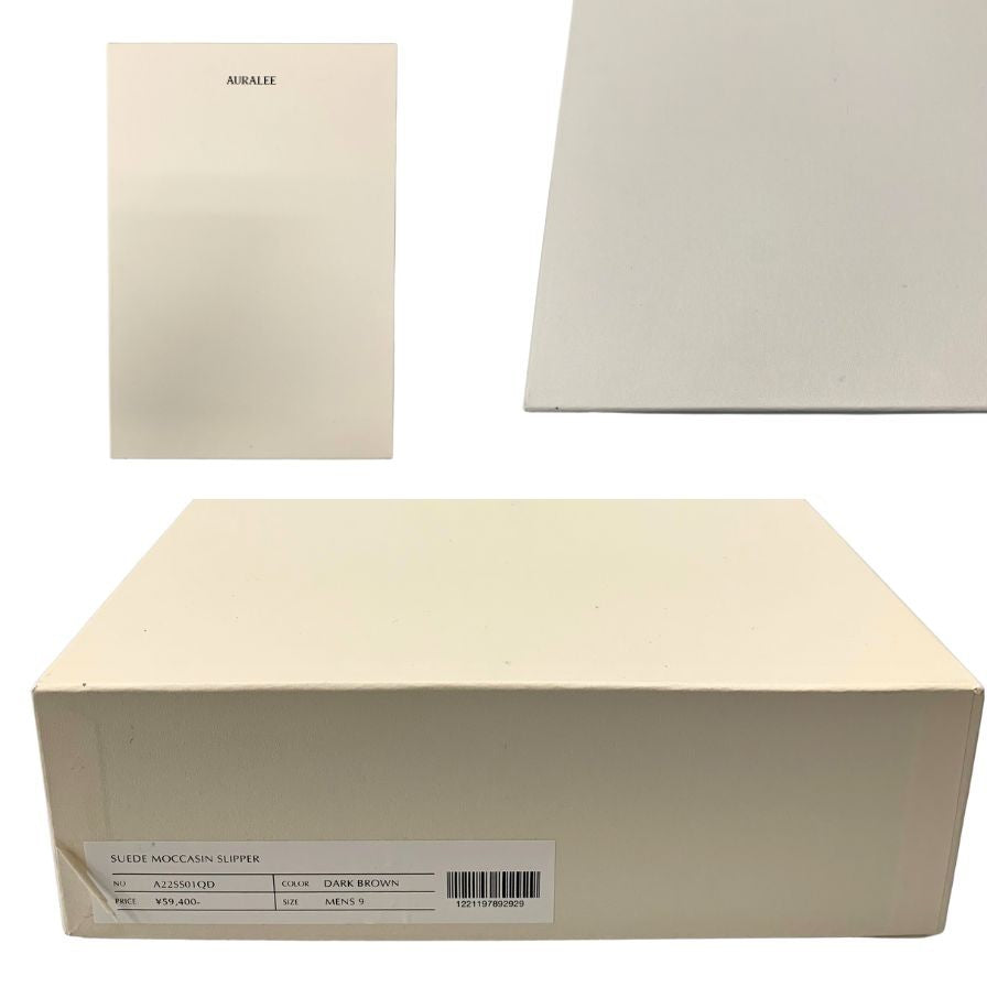 オーラリー シューズ スエード カモシン スリッパ スリッポン A225501QD ダークブラウン メンズ サイズ9 AURALEE 約28.0cm【AFE9】
