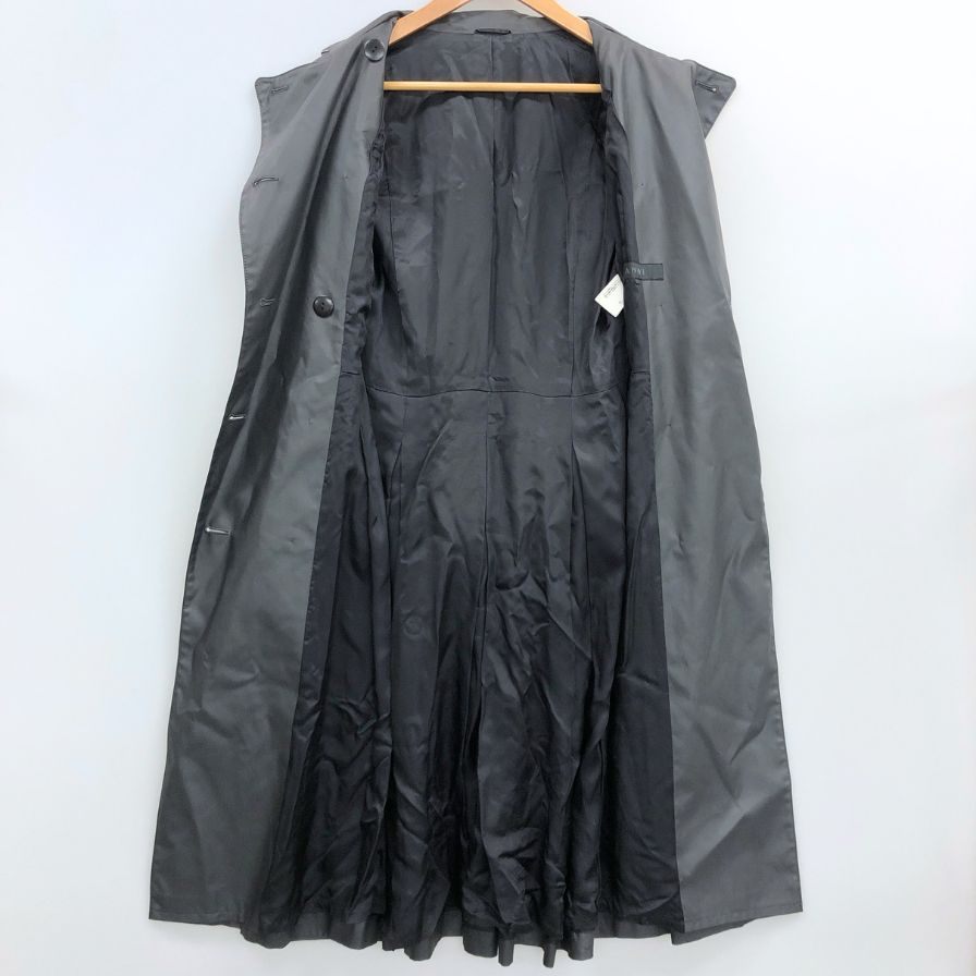 中古◆アナイ トレンチコート ポリエステル ロング丈 光沢 玉虫 チャコール グレー レディース サイズ38 ANAYI 【AFA3】