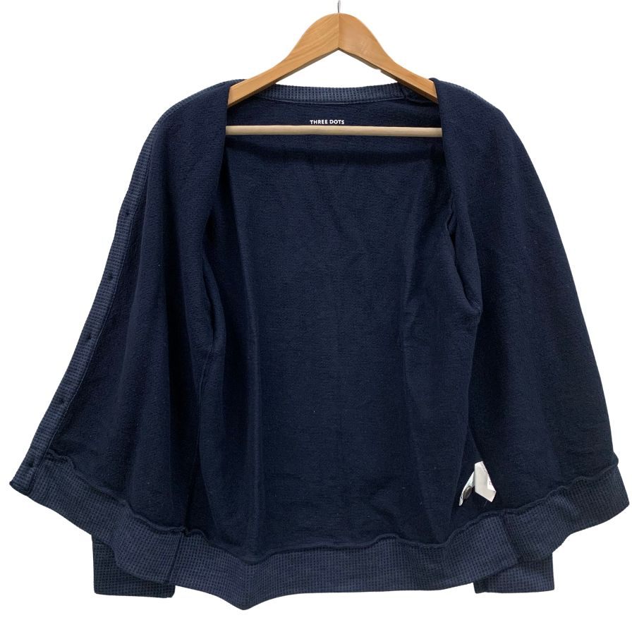 新品同様◆スリードッツ コットン カーディガン USA製 ネイビー サイズM THREE DOTS 【AFB14】