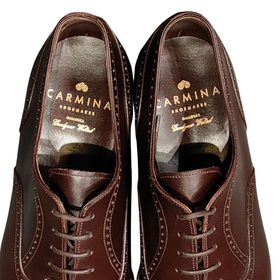 カルミナ レザーシューズ 80105 パンチドキャップトゥ ブラウン サイズUK6 CARMINA ビジネスシューズ 約24.5cm【LA】【中古】