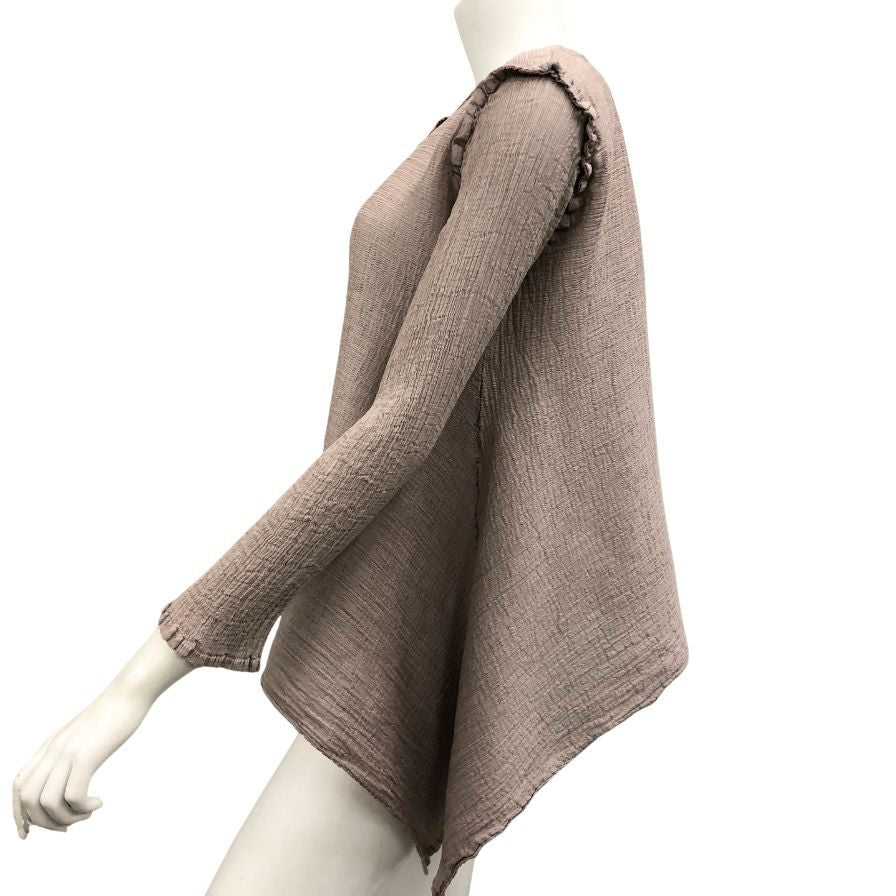 極美品◆ミー イッセイミヤケ カーディガン シワ加工 ブラウン サイズフリー レディース MI41FO442 me ISSEY MIYAKE 【AFB10】