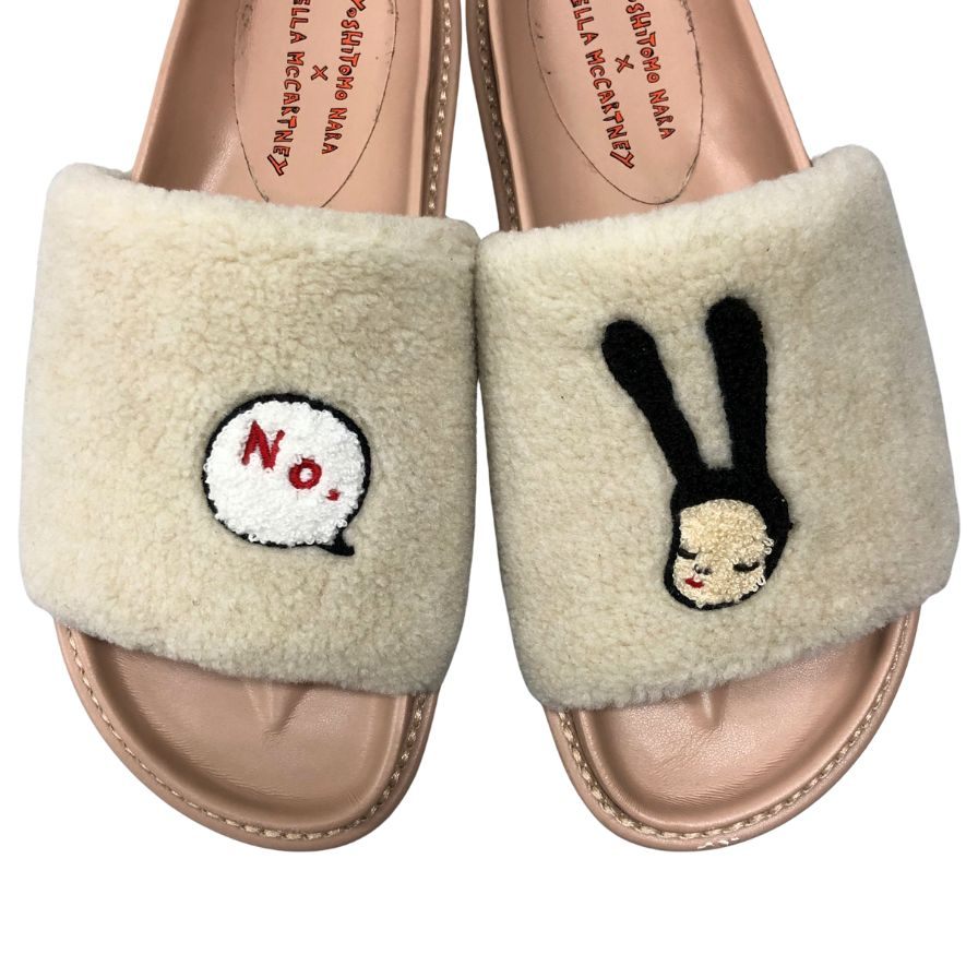 奈良美智×ステラマッカートニー サンダル ボア ピンク系 サイズ38 YOSHITOMO NARA×STELLA McCARTNEY 約24.0cm【AFC45】