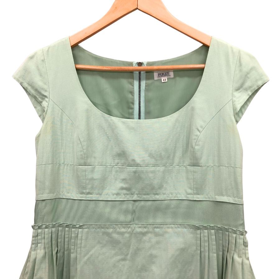 美品◆フォクシー ブティック ワンピース 半袖 カットソー チュニック コットン グリーン レディース サイズ42 FOXEY BOUTIQUE 【AFB41】