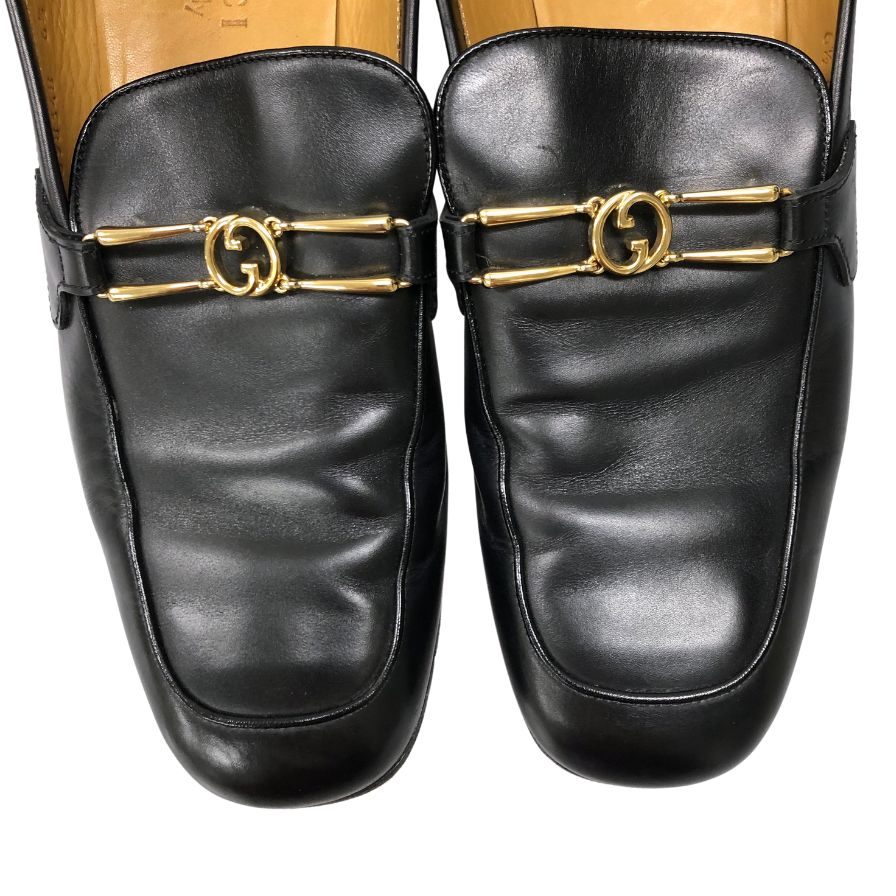 グッチ ローファー インターロッキング ブラック メンズ サイズ6.5 598348 GUCCI 約25.0cm【AFC32】
