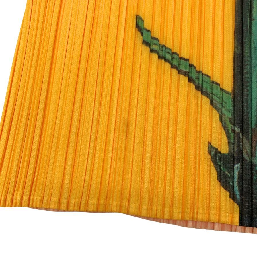 美品◆プリーツプリーズ イッセイミヤケ ノースリトップス カーネーション イエロー レディース サイズ3 PP06-JK101 PLEATS PLEASE ISSEY MIYAKE 【AFB7】