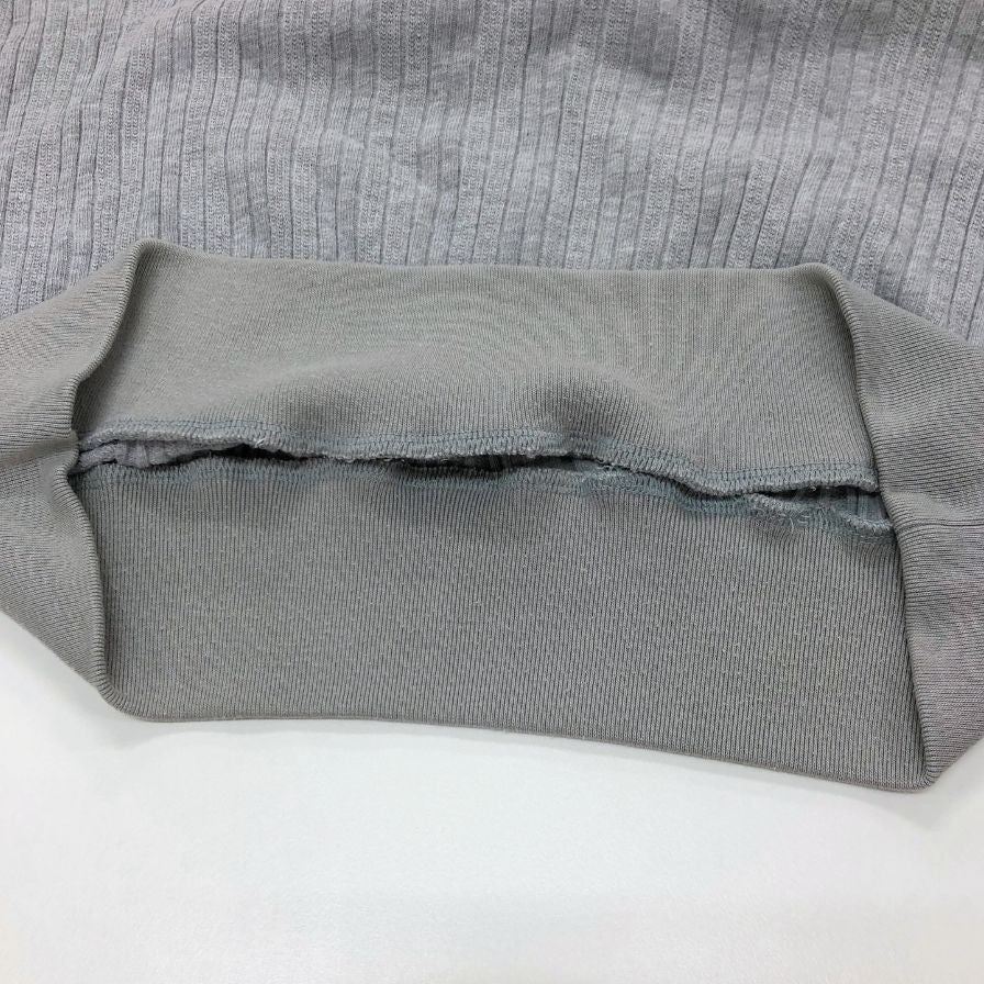 美品◆クリスチャン ディオール セーター 刺繍 コットン リブ ニット クルーネック グレー レディース サイズM Christian Dior 【AFB6】